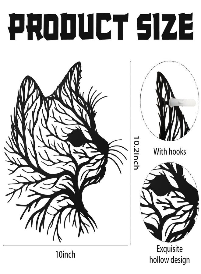 Otoolling Cat Tree Wall Art Silhouette Black Cat Wall Decor Metal Geometric Animal Art for Living Room Above TV Home Decoration, 10.2 x 10 Inch(Classic) - Image 2